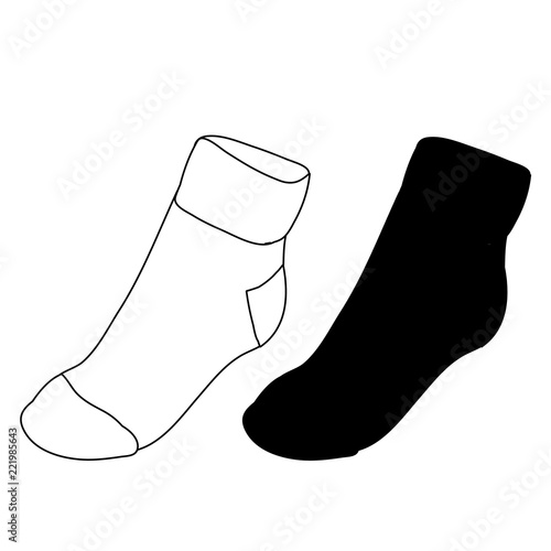  isolated, sock sketch, silhouette