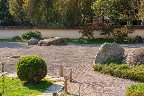 Japanese public garden on a sunny day. Compans Caffarelli district. Toulouse France Europe photo