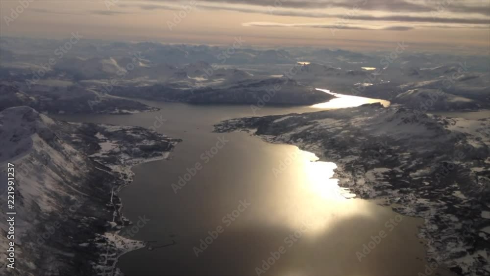 Aerial view over the snowy mountains of Northern Norway Aerial view over the snowy mountains of Northern Norway