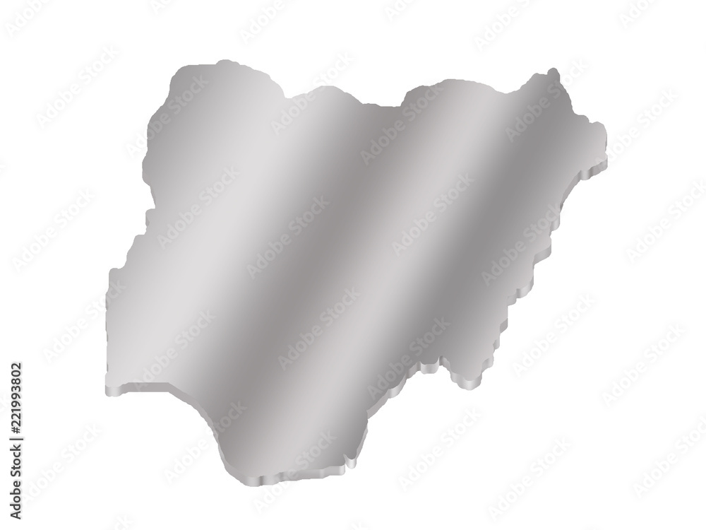 3 d map of Nigeria with a metal gradient
