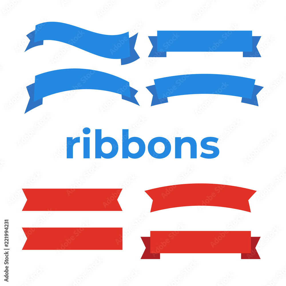 Flat vector ribbons banners flat. Banner ribbon vector set