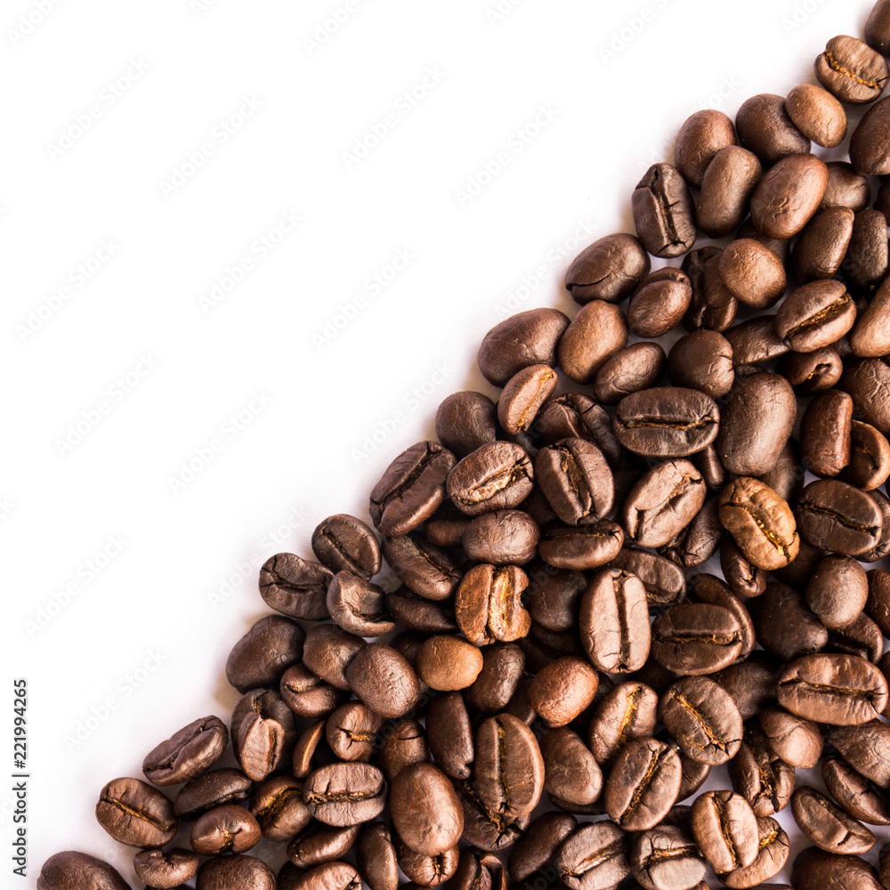 Close up of Coffee beans on white background Close up of Coffee beans on white background