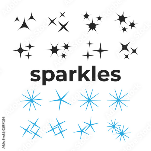 Sparkles  glowing light effect stars and bursts. Bright firework  decoration twinkle  shiny flash