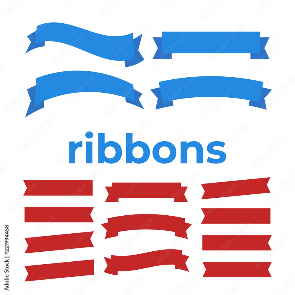 Cartoon ribbon set vector illustration. Banner ribbon vector set. Colored ribbon for decoration Cartoon ribbon set vector illustration. Banner ribbon vector set. Colored ribbon for decoration