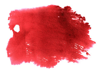 Abstract vibrant red watercolor on white background.The color splashing on the paper.