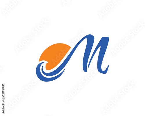 Letter M Sun and wave Logo Icon 001