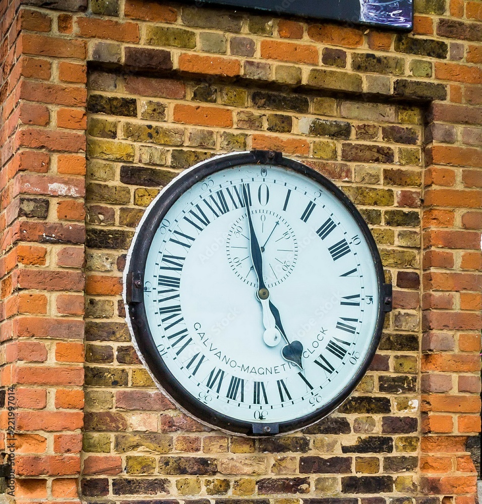 Shepherd gate clock at Royal Greenwich Observatory. The network of master and slave clocks was constructed and installed by Charles Shepherd in 1852. LONDON, UK