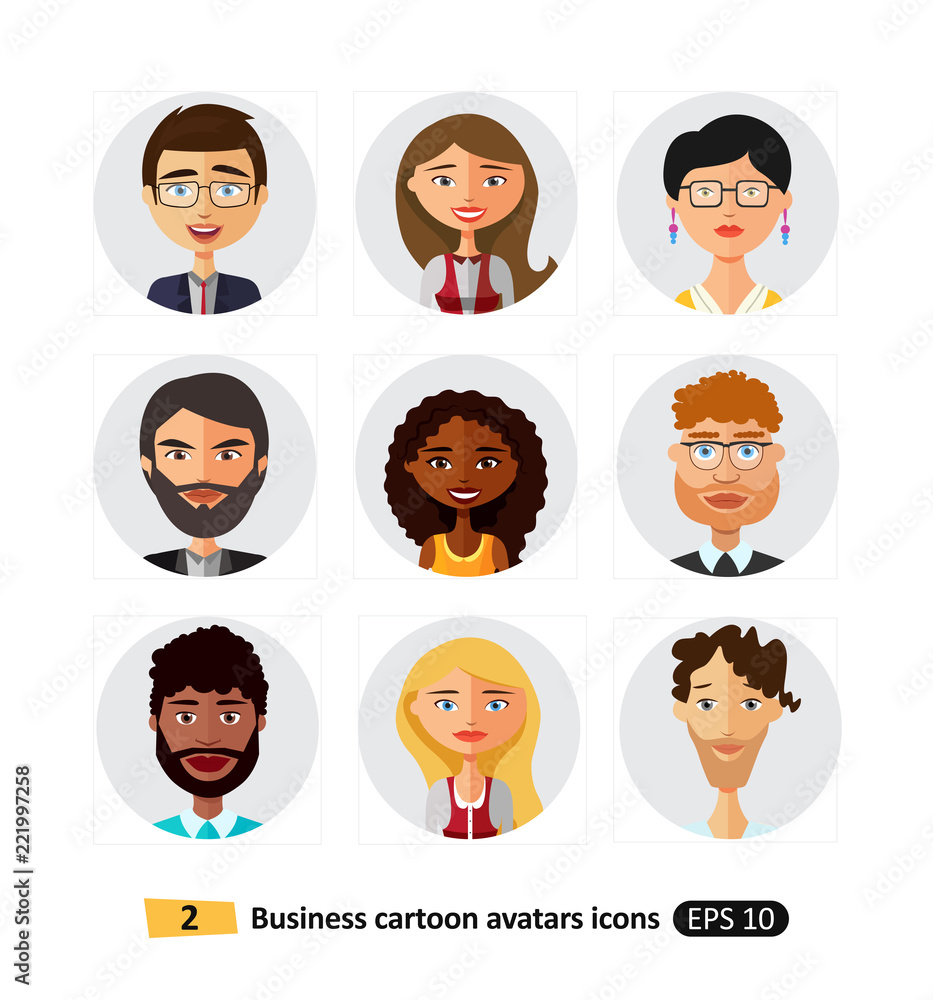 Flat icons users avatars office business people set Flat icons users avatars office business people set