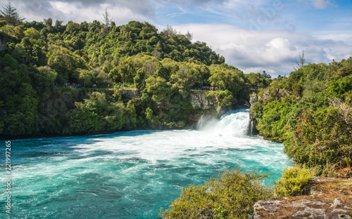 Beautiful view of Huka falls an iconic tourist most natural attraction place in Taupo  New Zealand.