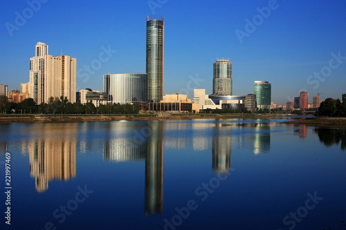 The city of Yekaterinburg on the river bank