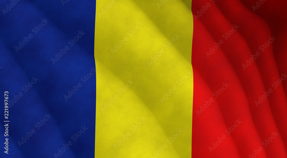 Fototapeta premium Illustration of a flying Romanian flag