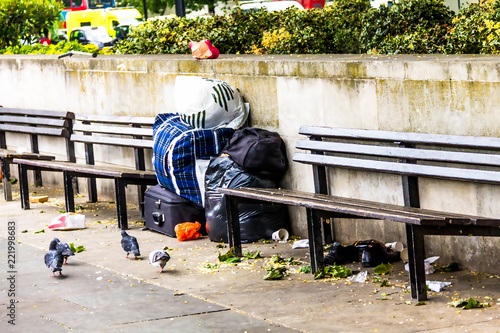 Фотография Things of a homeless man waiting for his owner, London
