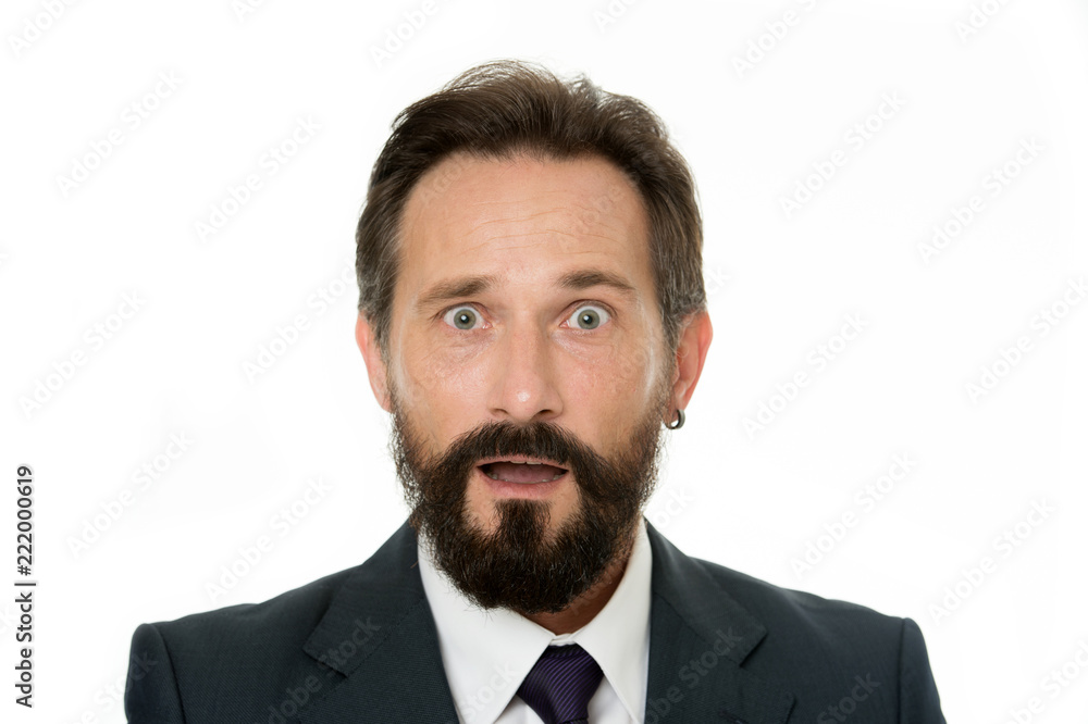Experienced but confused. Male face puzzled confused with beard and mustache close up. Business people dress code. Business style appearance. Businessman classic formal clothing modern detail earring Experienced but confused. Male face puzzled confused with beard and mustache close up. Business people dress code. Business style appearance. Businessman classic formal clothing modern detail earring