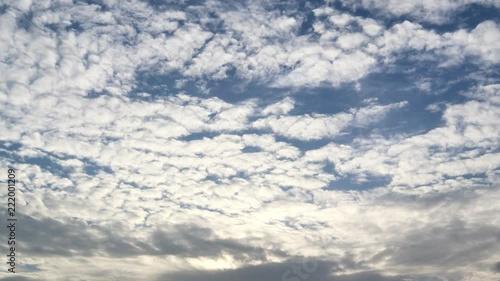Dramatic atmosphere panorama view 4K Time-lapse footage video clip of blue sky and clouds on beautiful summer day.