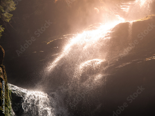 Kamienczyk waterfall near Szklarska Poreba in Giant mountains or Karkonosze, Poland. Detailed view. photo