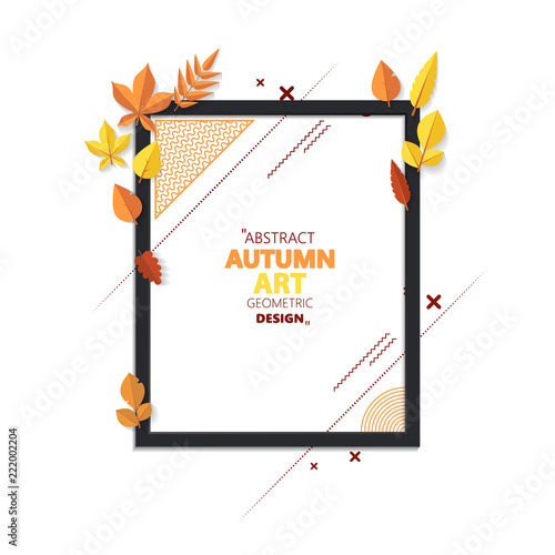 Autumn vector frame wirth autumn dried orange colored leaves. Useful graphics in vector Eps 10
