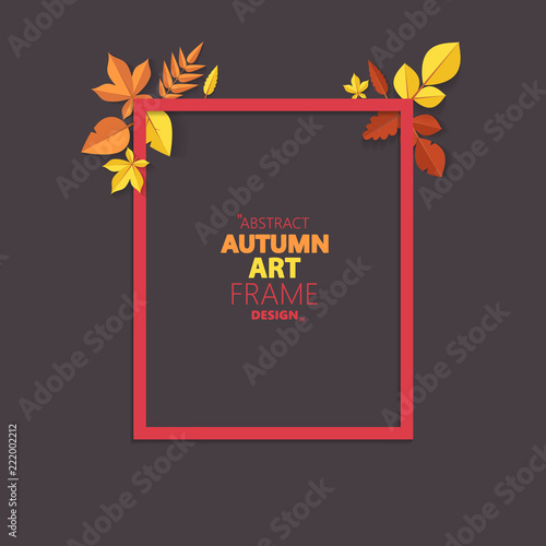 Autumn vector frame wirth autumn dried orange colored leaves. Useful graphics in vector Eps 10