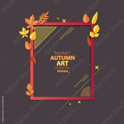 Autumn vector frame wirth autumn dried orange colored leaves. Useful graphics in vector Eps 10