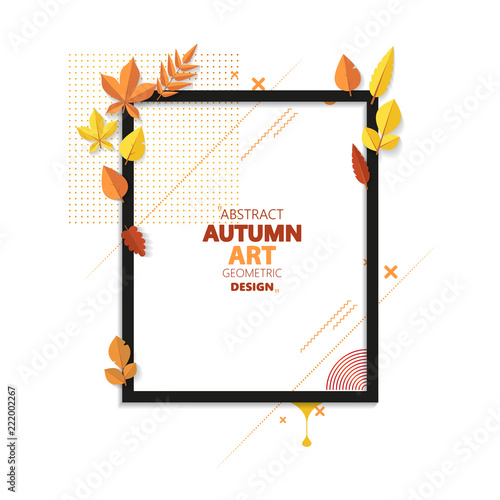 Autumn vector frame wirth autumn dried orange colored leaves. Useful graphics in vector Eps 10