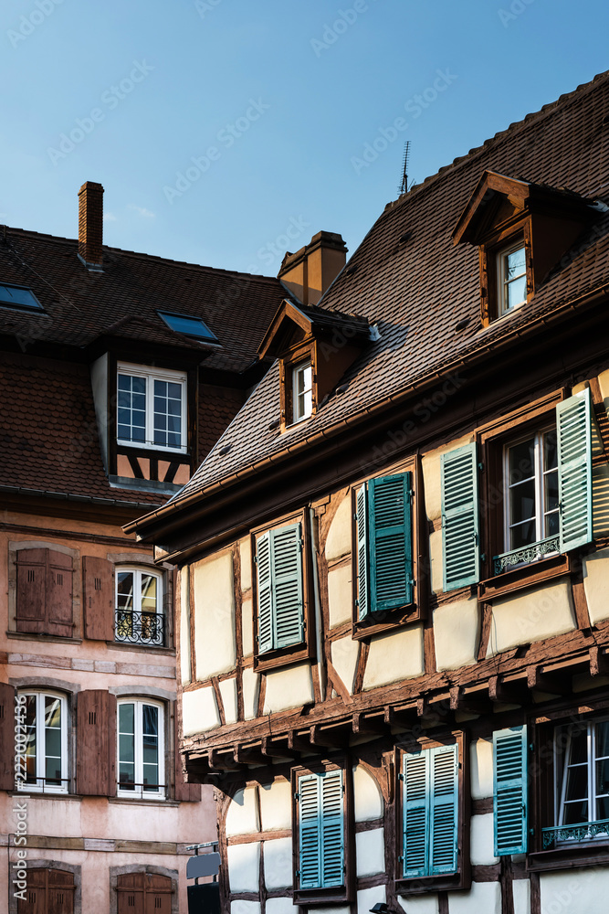 Antique building view in Old Town Colmar, Alsace, France