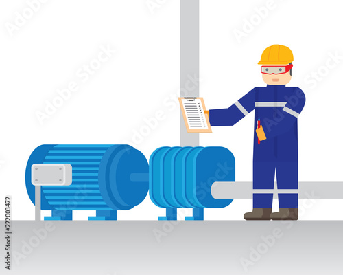 the technician service the electric motor with check sheet