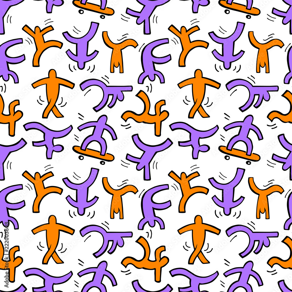 Obraz premium Seamless pattern with dancing figures