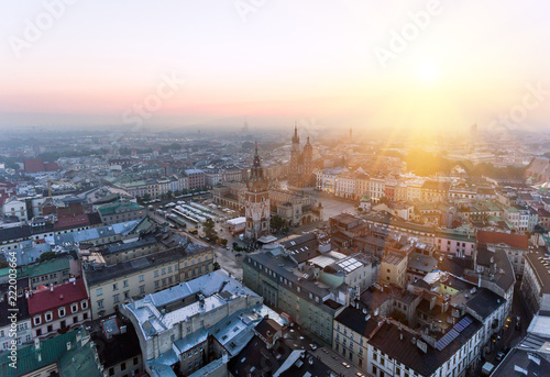 Krakow Market Square, Aerial sunrise © Dmytro Kosmenko