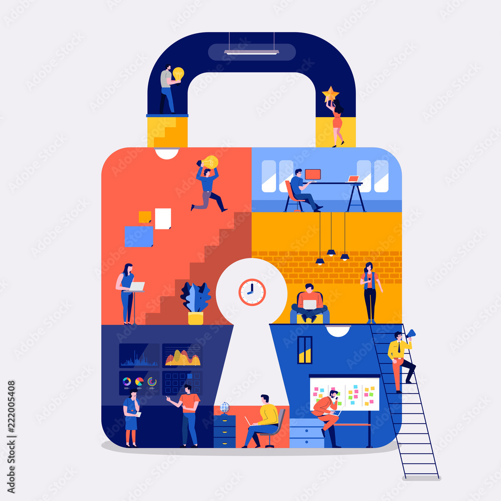 Fototapeta premium Working space online security.