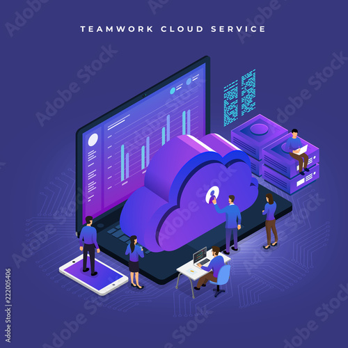 Isometric Cloud Service teamwork