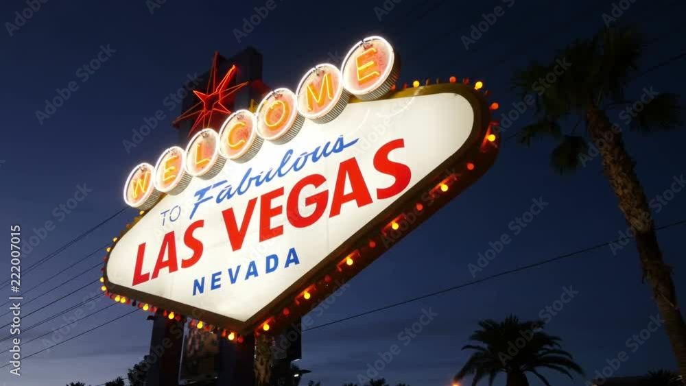 Welcome to fabulous Las Vegas Sign at night in 4K Stock Video | Adobe Stock