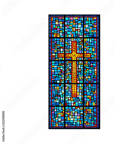 Stainglass Window Featuring a Cross
