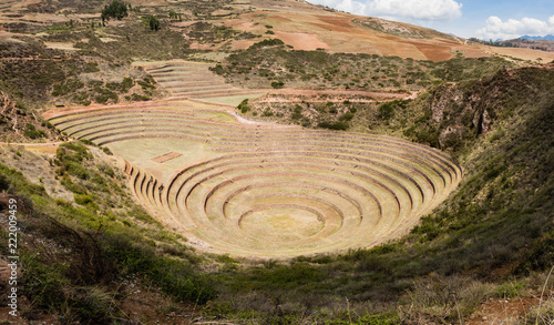 ancient Inca circular terraces at Moray (agricultural experiment station), Peru, South America © Erlantz