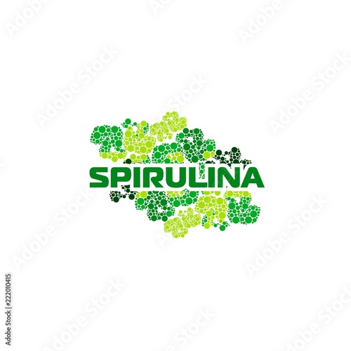 Illustration of superfood algae - spirulina in flat style. Isolated organic healthy food