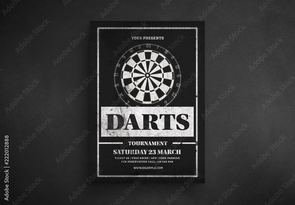 band Banzai dat is alles Darts Tournament Flyer Layout Stock Template | Adobe Stock