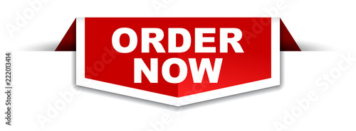 red and white banner order now