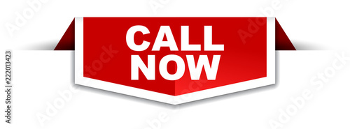 red and white banner call now
