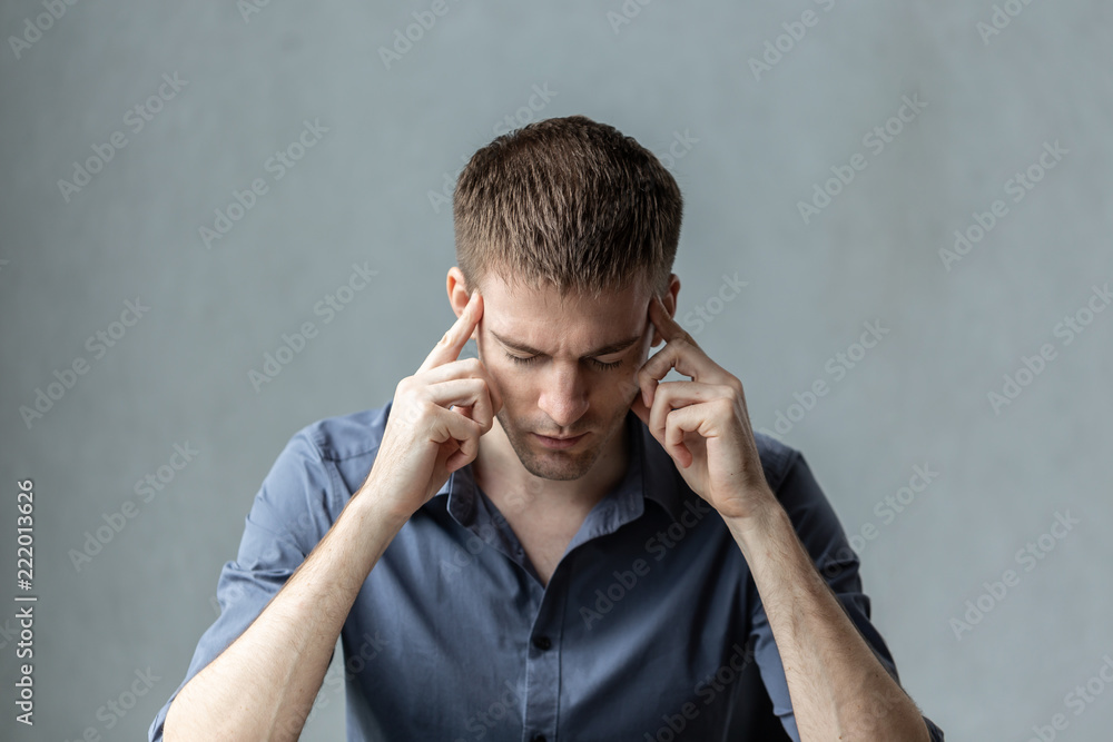 Caucasian business man Stress and have a migraine push finger on head after lost and have a problem his job,Healthcare Concept Caucasian business man Stress and have a migraine push finger on head after lost and have a problem his job,Healthcare Concept