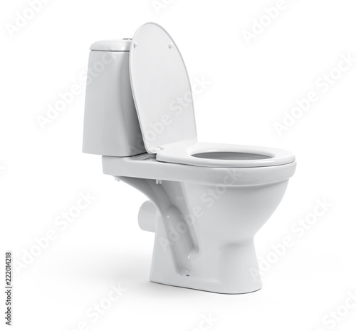 Open toilet bowl isolated on white background. File contains a path to isolation.