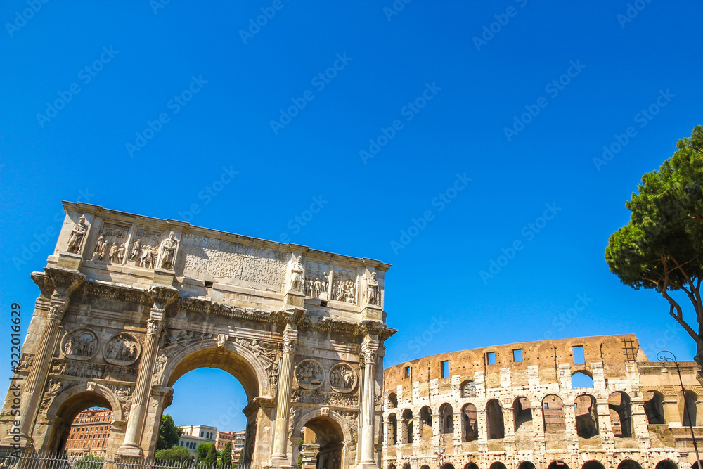 View on the Colosseum in Rome, Italy on a sunny day.