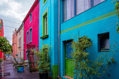 Trentemoult village in France colorful houses photo