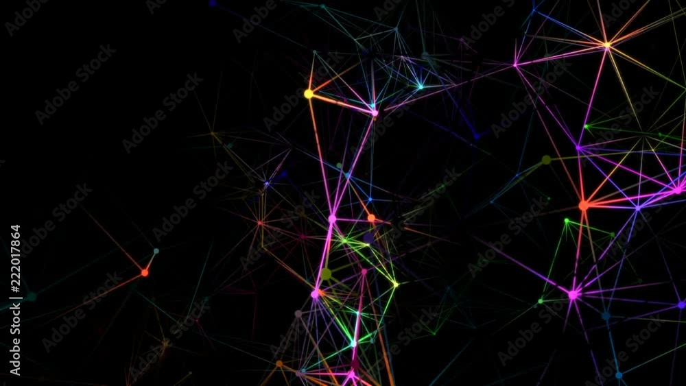 Vidéo Stock Neural network of color connections.Network Nodes - an ...