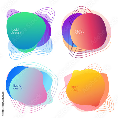 Gradient abstract banners with flowing liquid shapes. Template for the design of a logo, flyer or presentation.