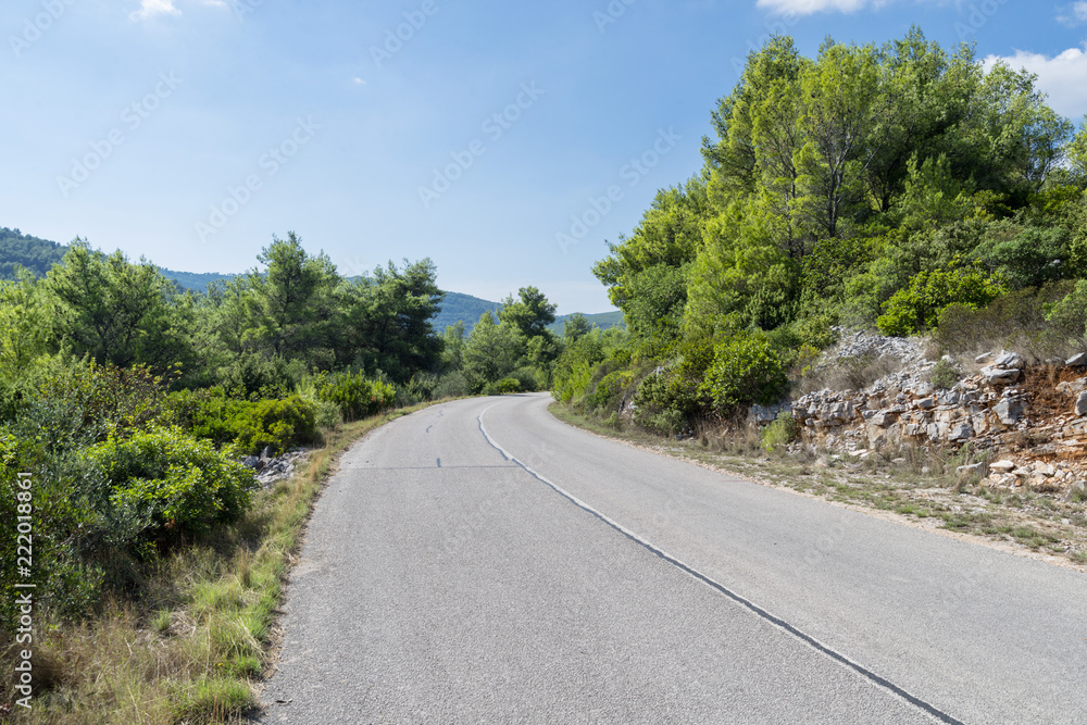Empty road on Korcula island, Croatia
