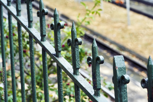 Green metallic fence