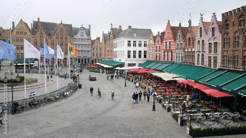 Brugge, APR 28: Timelapse video of the Brugger center Market Place on APR 28, 2018 at Brugge, Beligum photo