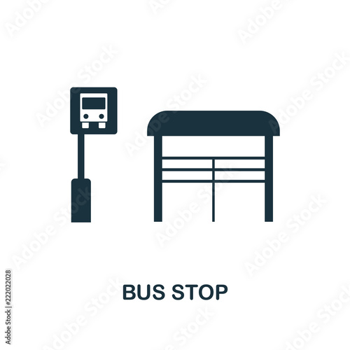 Bus Stop icon. Monochrome style design from city elements icon collection. UI. Pixel perfect simple pictogram bus stop icon. Web design, apps, software, print usage.