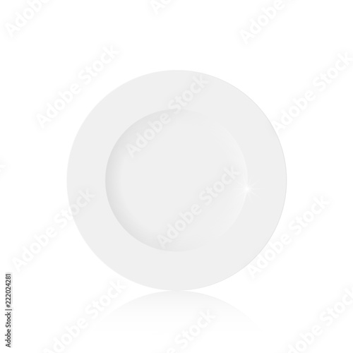 empty white plate mock up with reflection and sparkles