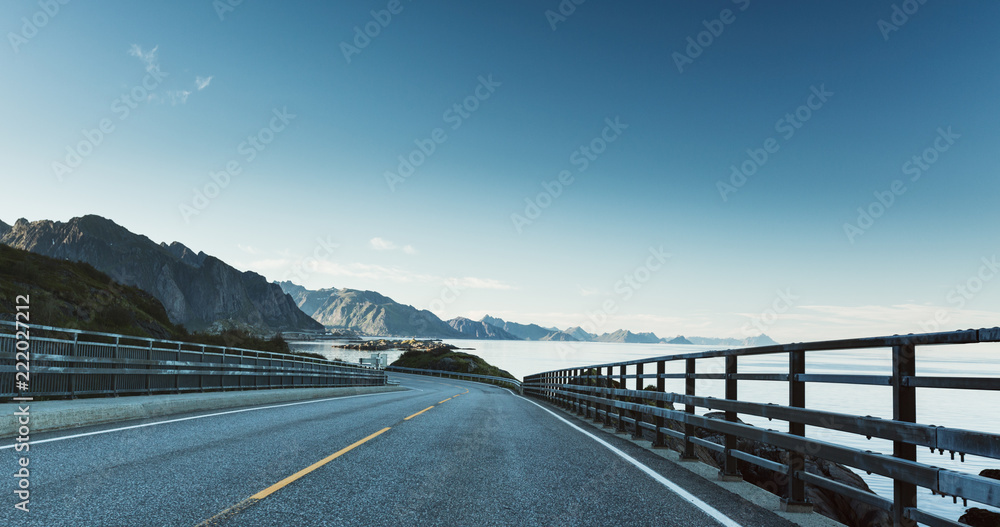 An Empty Highway on the Lofoten Islands, Norway