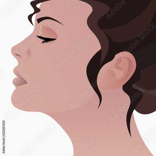 Vector beautiful girl hairstyles. Face in profile
