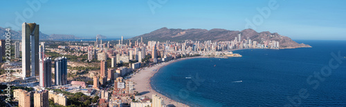 Skyline panorama of Benidorm city, Alicante province, Spain.